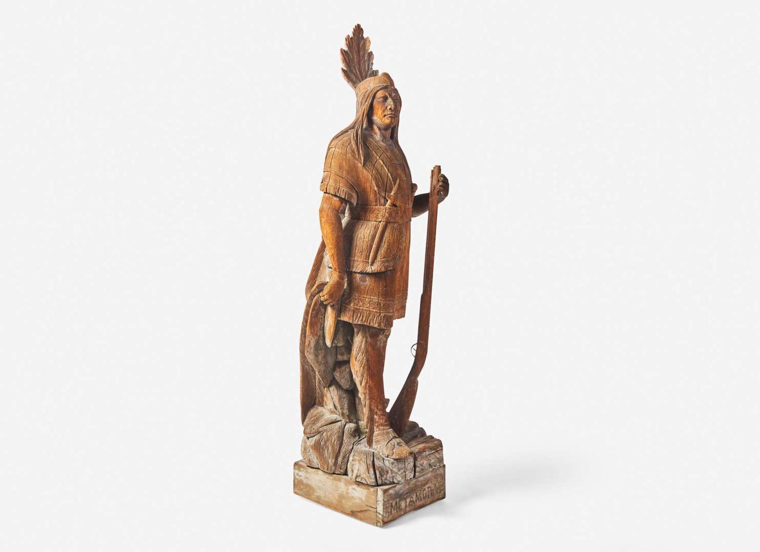 A carved tobacconist figure of the actor Edwin Forrest (1806-1872) in his role as Metamora from "King of the Wampanoags," circa 1860