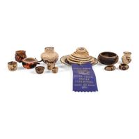 A Collection of Pomo, Tohono-O'odham, and Navajo Miniature Baskets