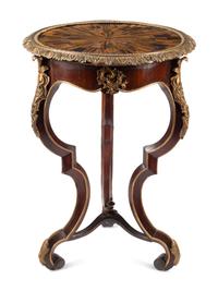 A Napoleon III Gilt Bronze and Inlaid Tiger's Eye Table