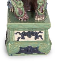A Pair of Glazed Earthenware Temple Guardians