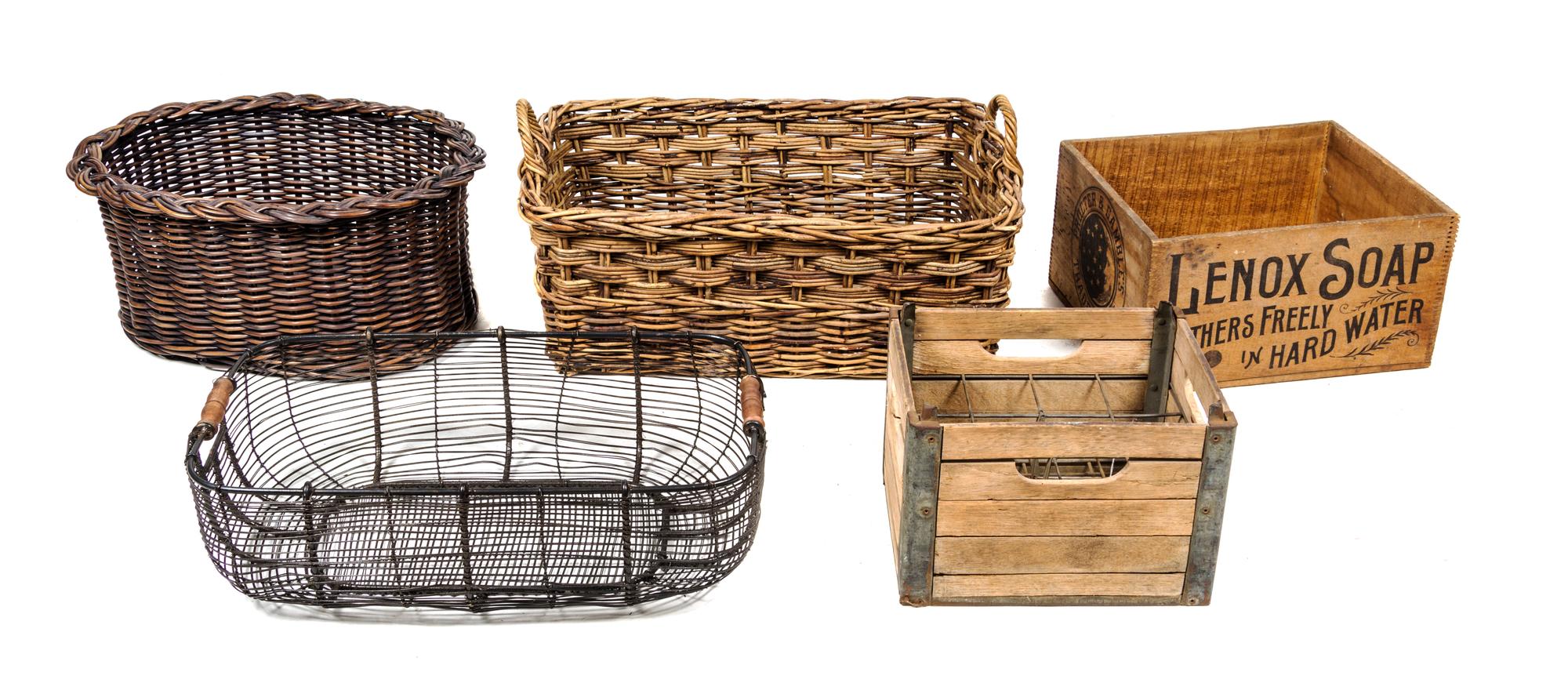 A Group of Decorative Baskets Width of widest 27 inches.