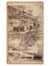 [WESTERN AMERICANA - MINING]. CDV of a hydraulic gold mining operation. N.p., n.d.