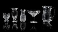 A Group of Five Cut Glass Table Articles Height of largest 7 1/2 inches