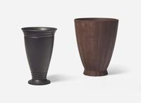 Two Wedgwood Keith Murray Designed Black Basalt Vases, UK, 1930s