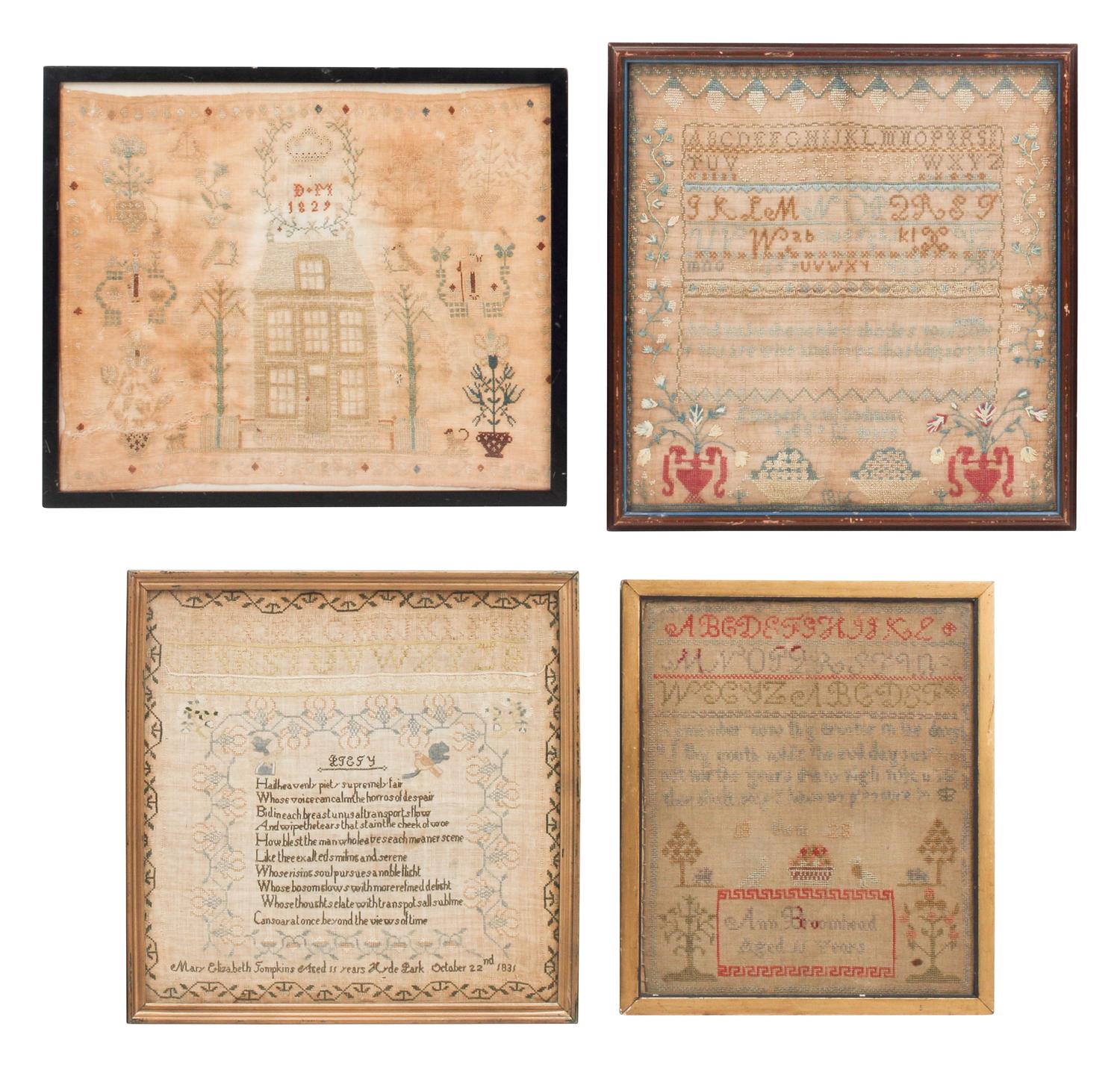 Four English Needlepoint Samplers