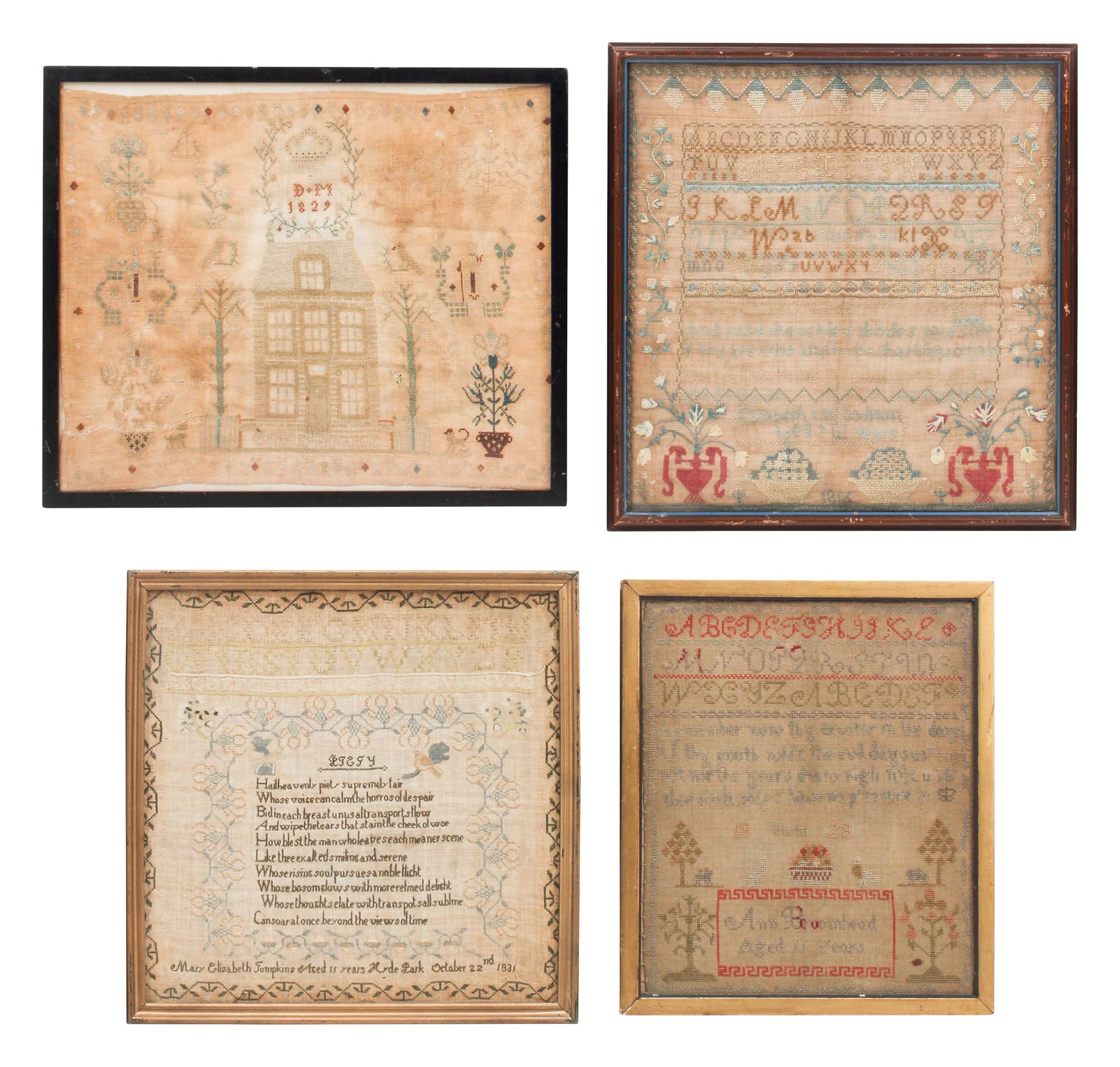 Four English Needlepoint Samplers