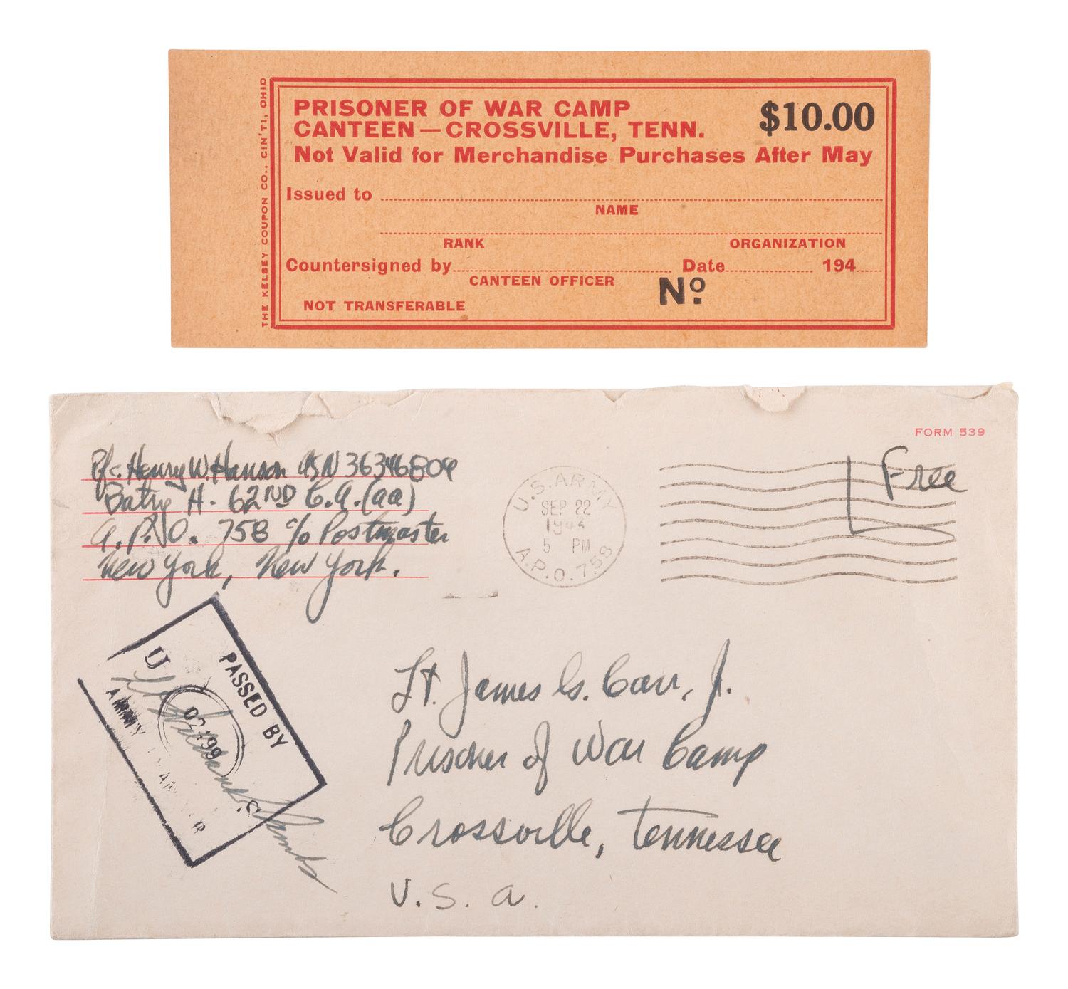 [WWII]. Archive of letters from German POWs held at Camp Crossville, Tennessee.