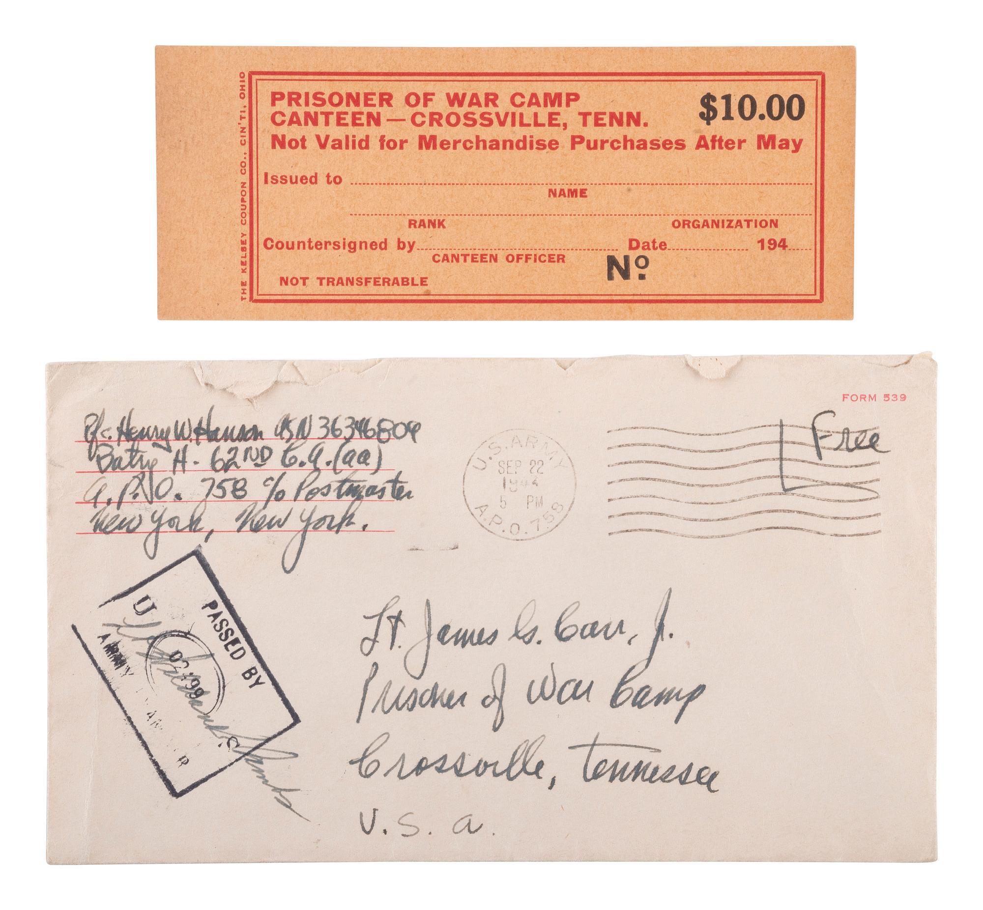 [WWII]. Archive of letters from German POWs held at Camp Crossville, Tennessee.