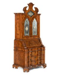 A Venetian Walnut Bureau Bookcase