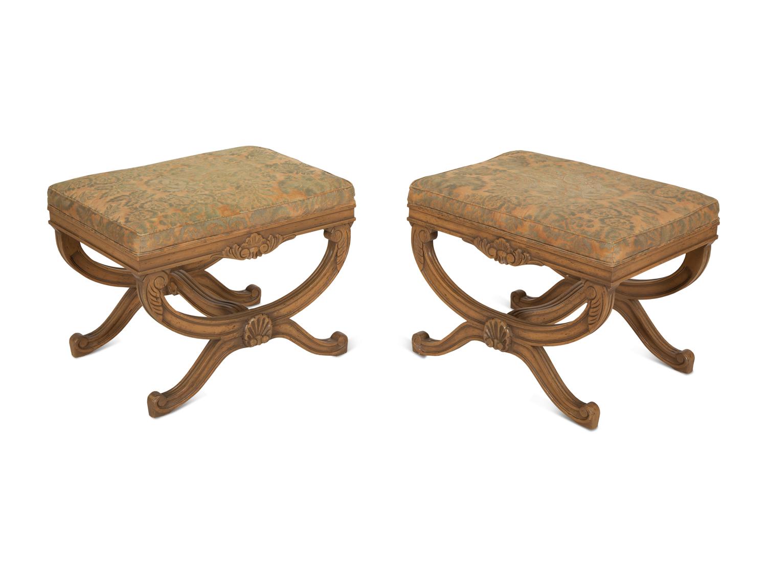 A Pair Louis XVI Style Curule Stools
