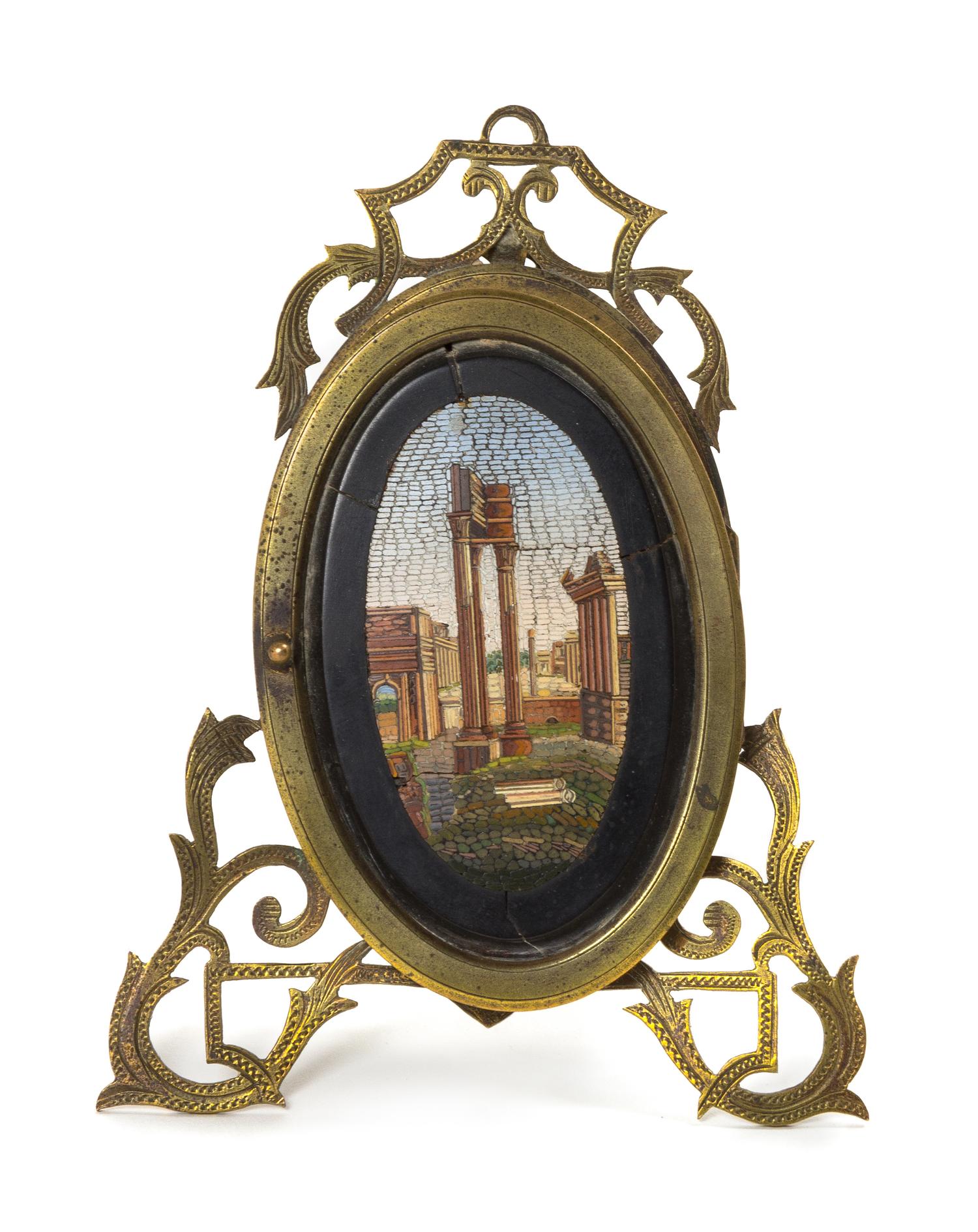 An Italian Micromosaic Picture, Height 3 1/2 x 2 inches.