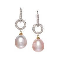 CULTURED BAROQUE PEARL AND DIAMOND SIMULANT EARRINGS
