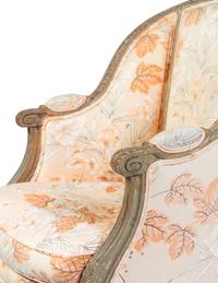 A Pair of Louis XVI Style Gray-Painted Bergères