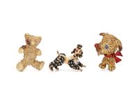 COLLECTION OF YELLOW GOLD ANIMAL BROOCHES