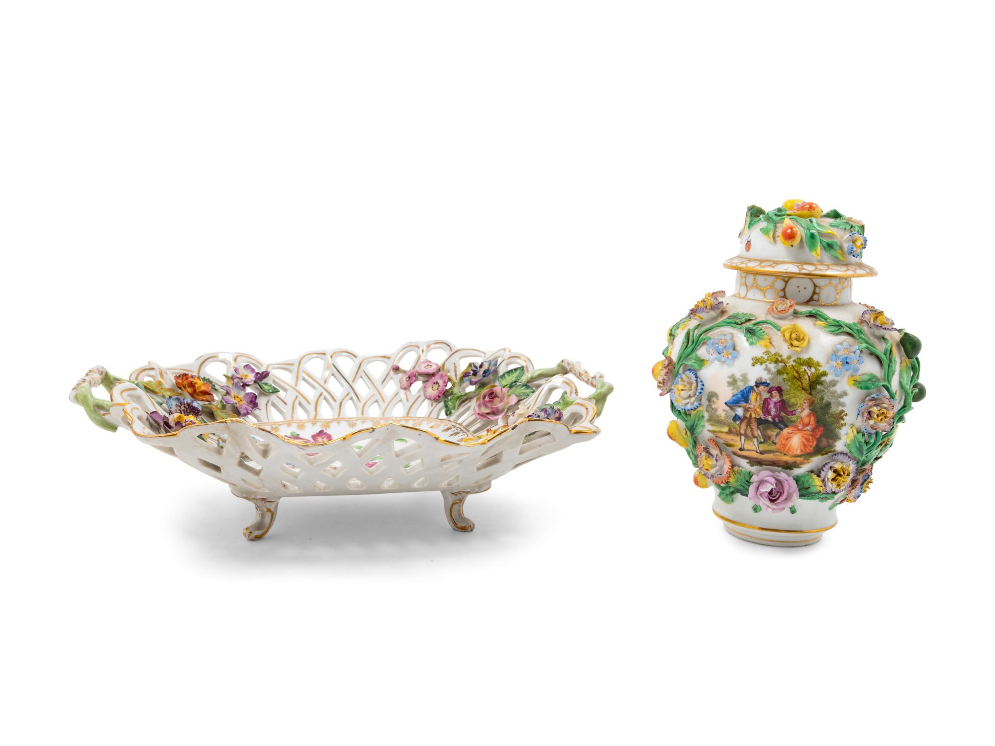 A Carl Theime Floral Encrusted Jar
