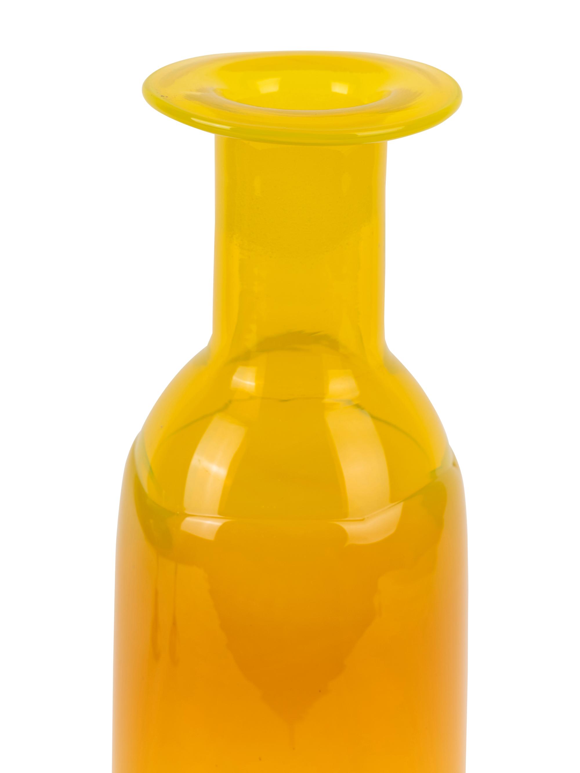 Yellow Glass Decanter with Stopper and Six Goblets, c. 1970