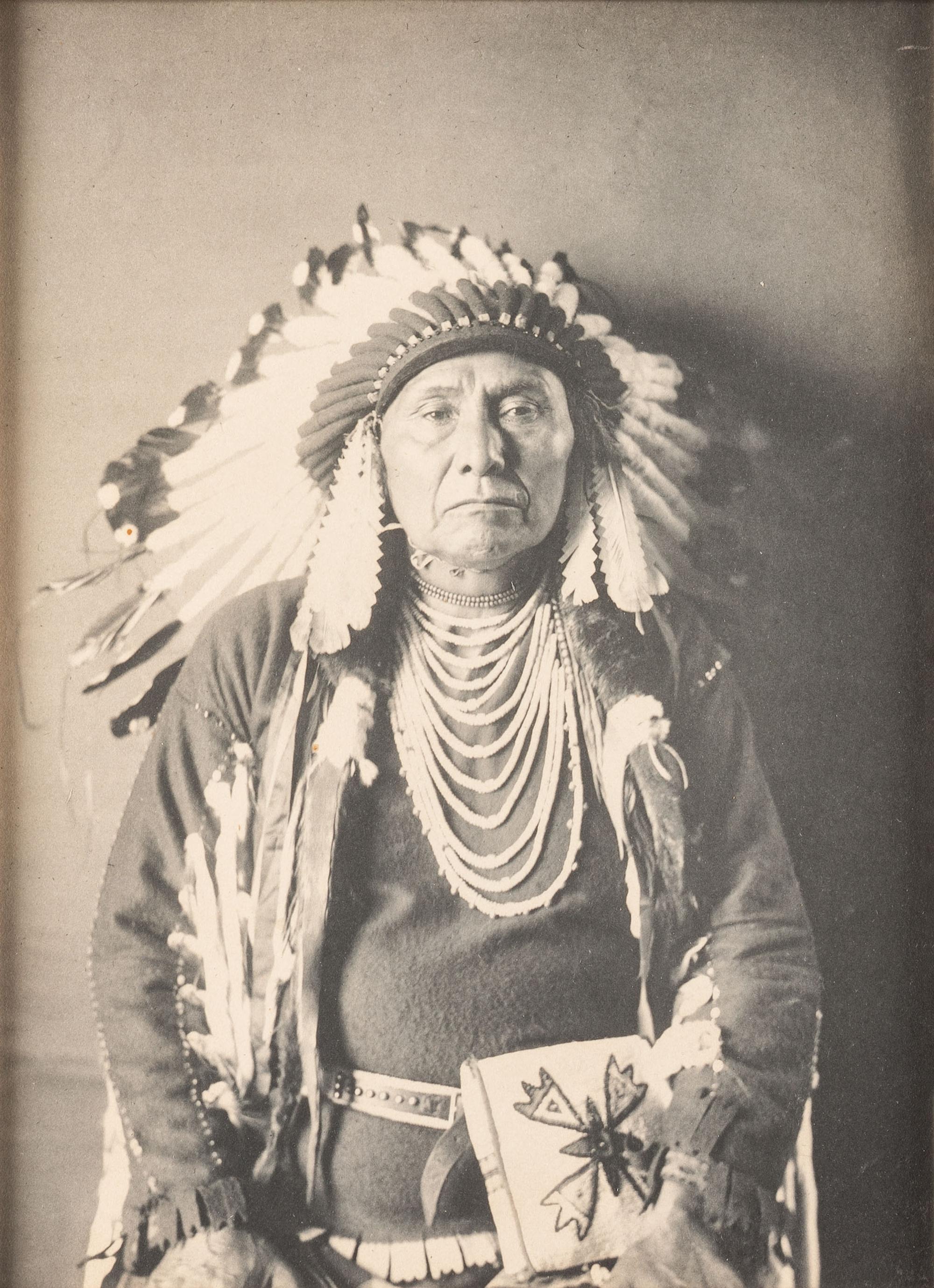 [NATIVE AMERICANS]. A group of 3 photographs of Native American subjects, featuring Nez Perce Chief Joseph.