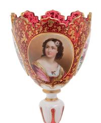 A Bohemian Gilt and Enameled Ruby Glass Goblet