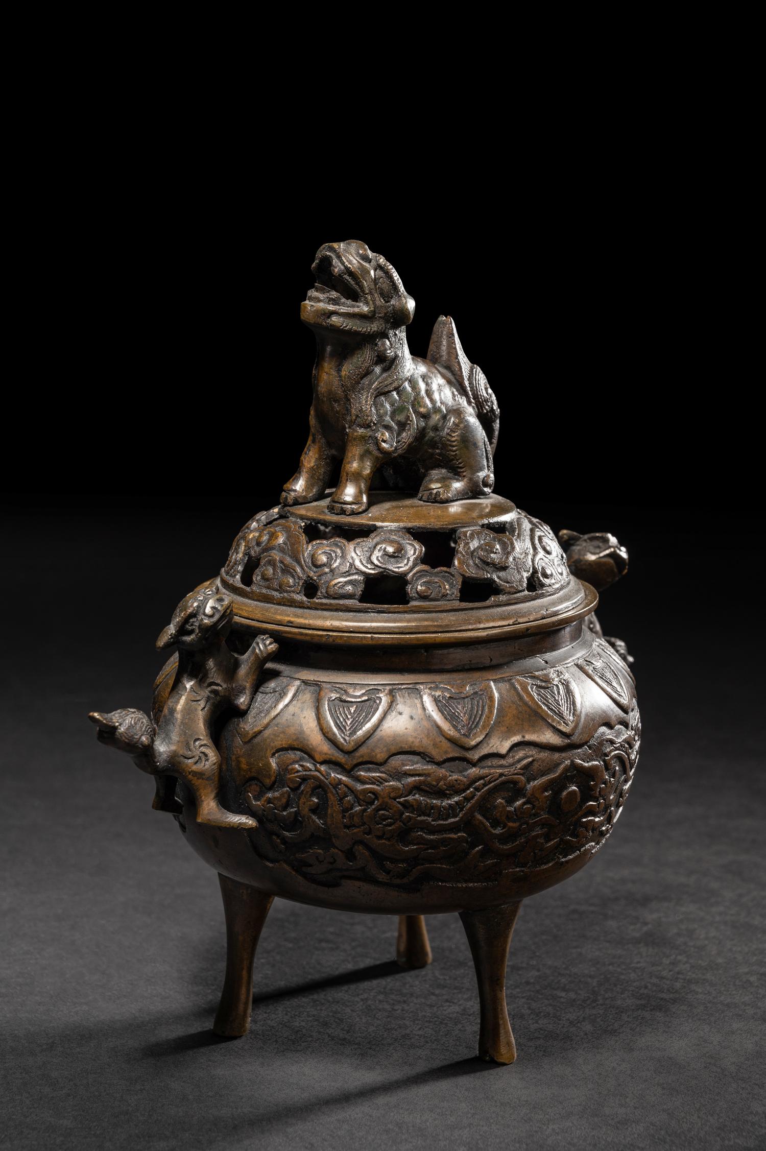 Two Japanese Bronze Incense Vessels