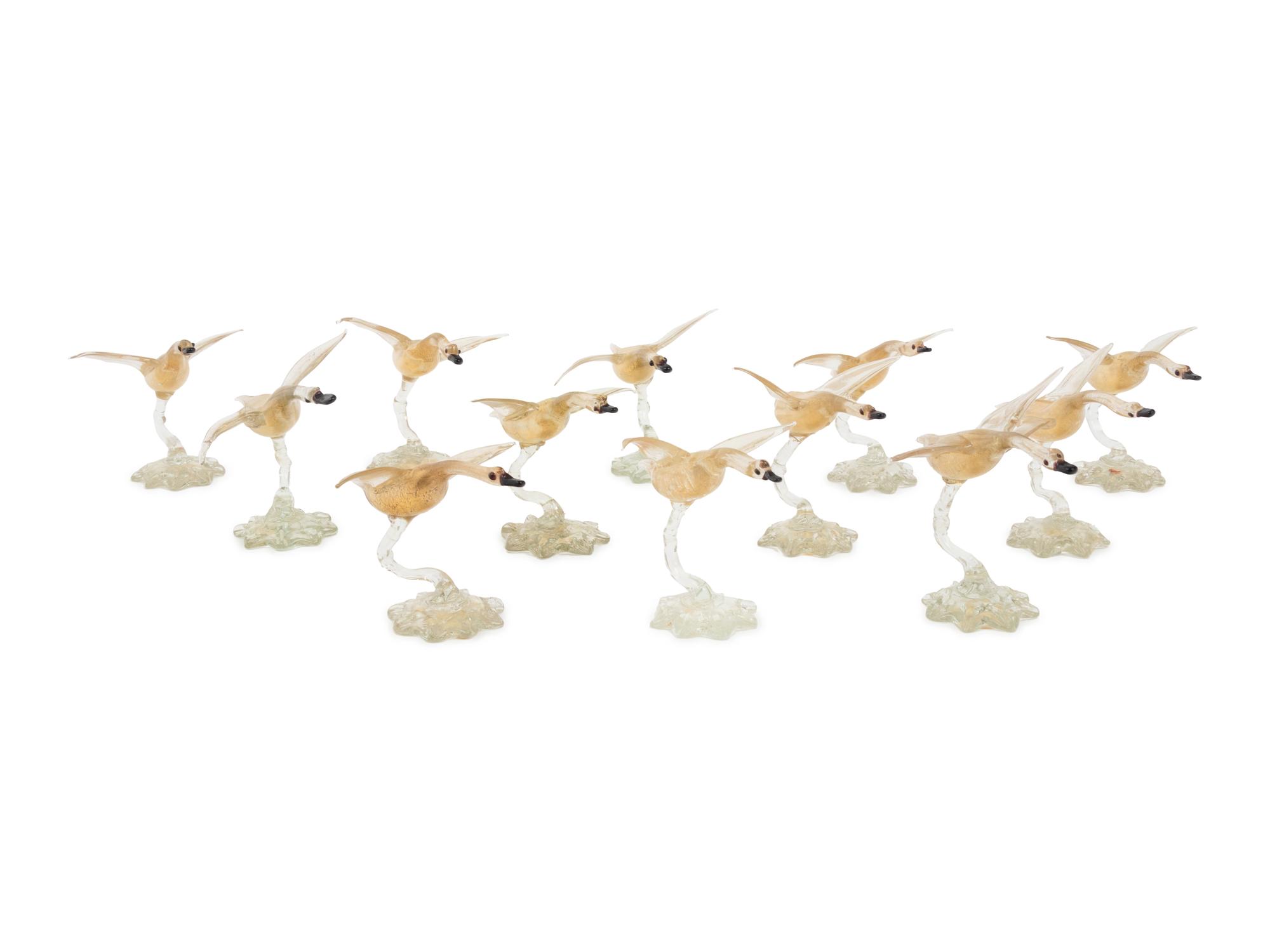 A Set of Twelve Murano Glass Place Card Holders