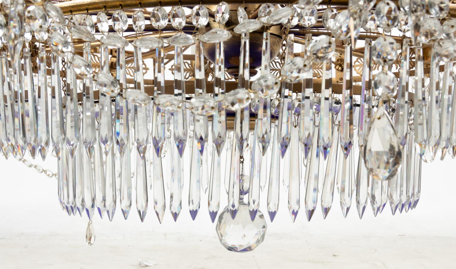 A Russian Gilt Bronze, Cobalt Blue and Clear Glass Chandelier