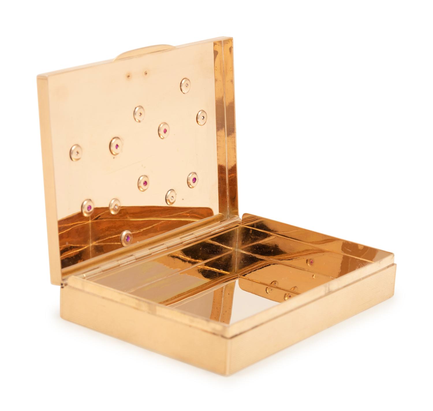 A Tiffany & Co. Gold, Diamond and Ruby Mounted Cigarette Case