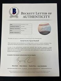 A Sandy Koufax Single Signed Autograph Baseball (Beckett Authentication Services Letter),