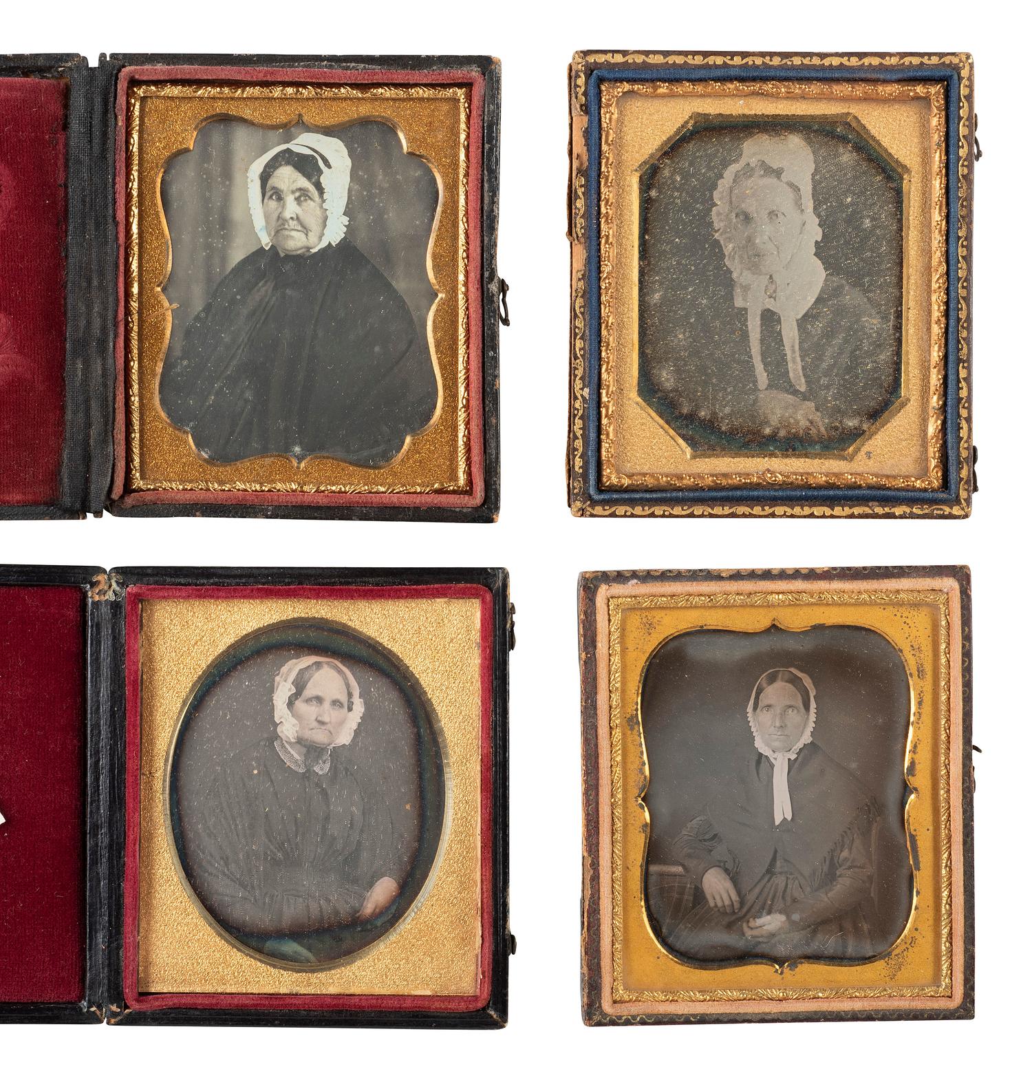 [EARLY PHOTOGRAPHY]. A group of 35 sixth plate daguerreotypes of aged women.