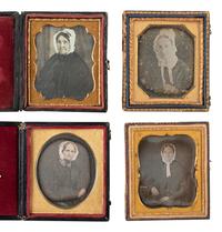 [EARLY PHOTOGRAPHY]. A group of 35 sixth plate daguerreotypes of aged women.