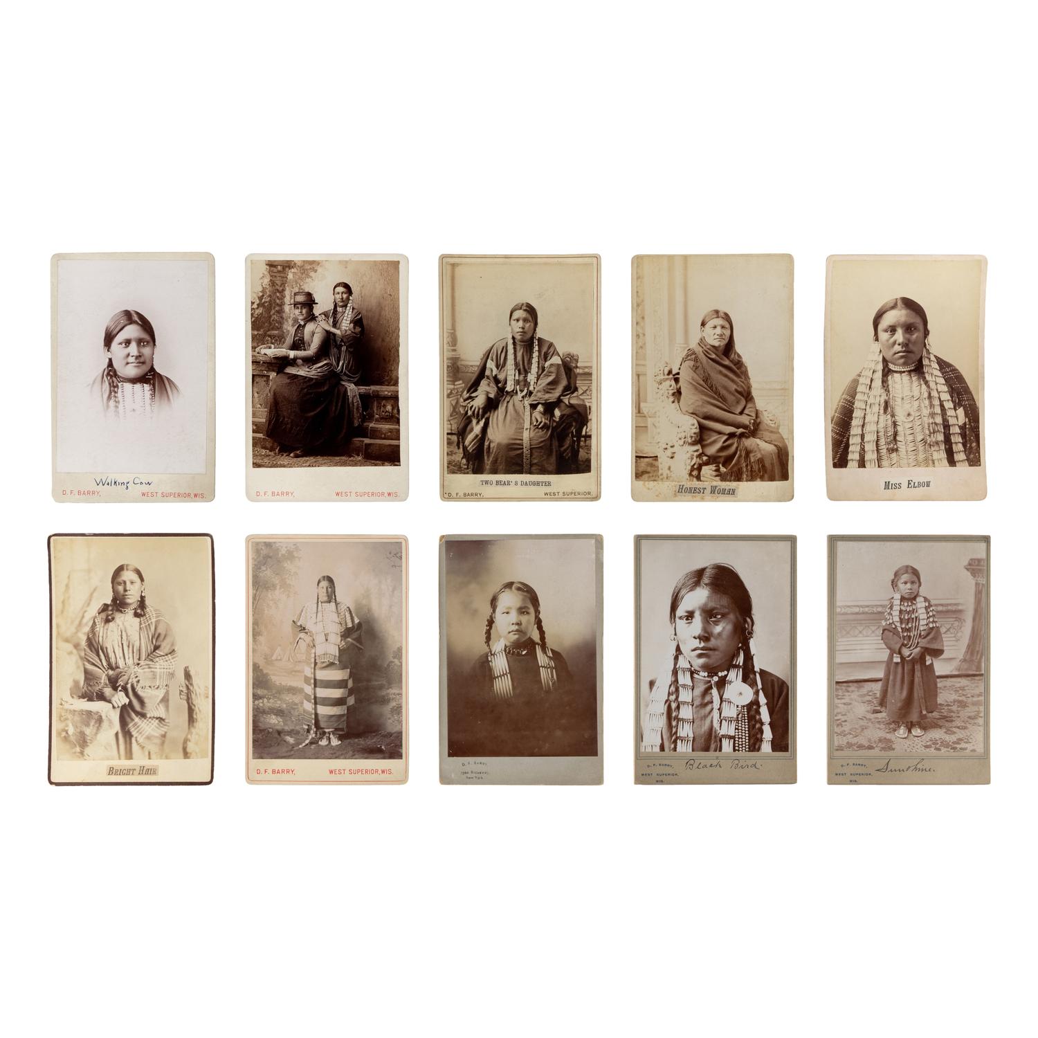 Barry, David F. (1854-1934). A group of 10 cabinet cards of Native American women and children.