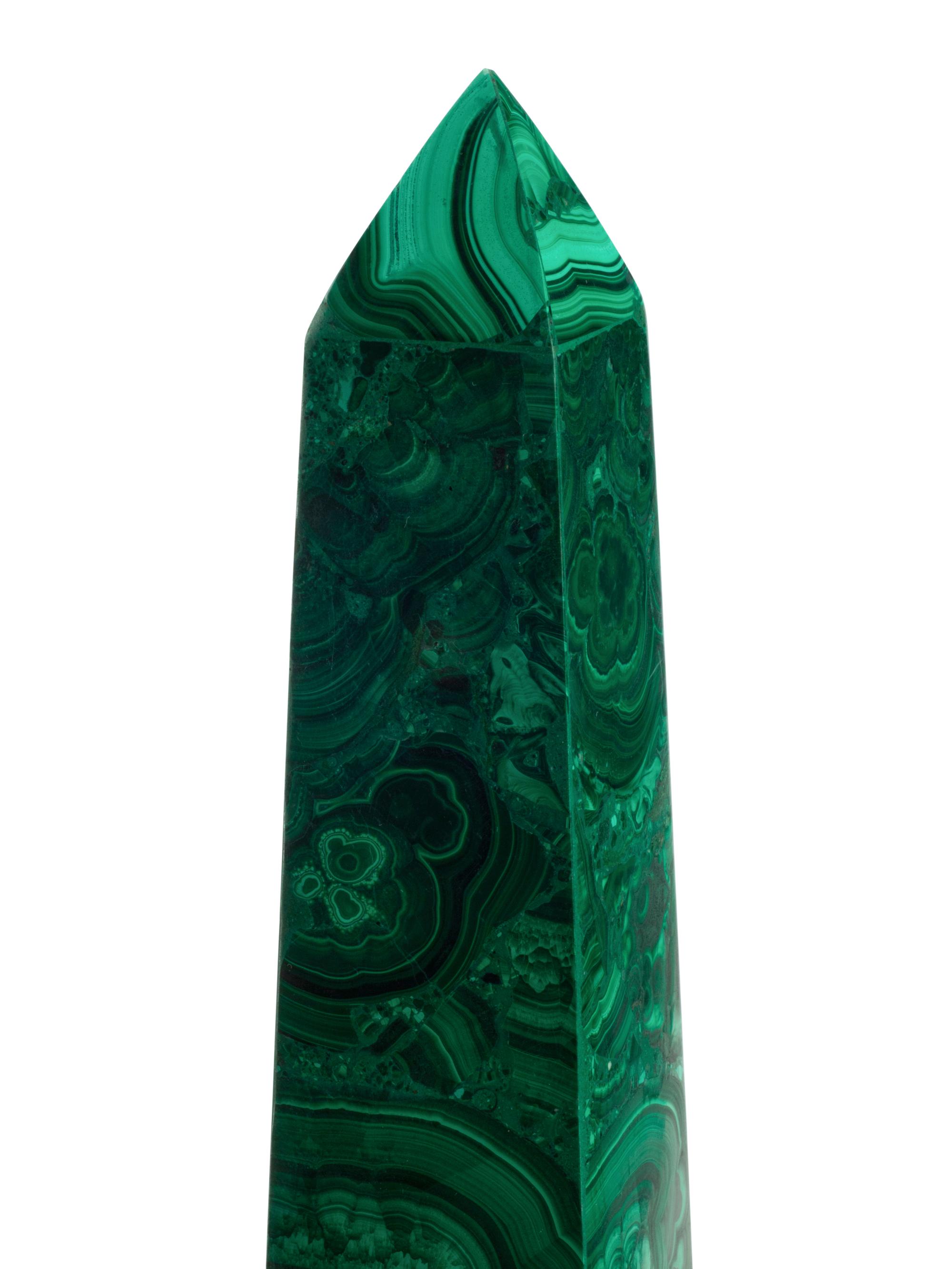 A Pair of Large Malachite Obelisks