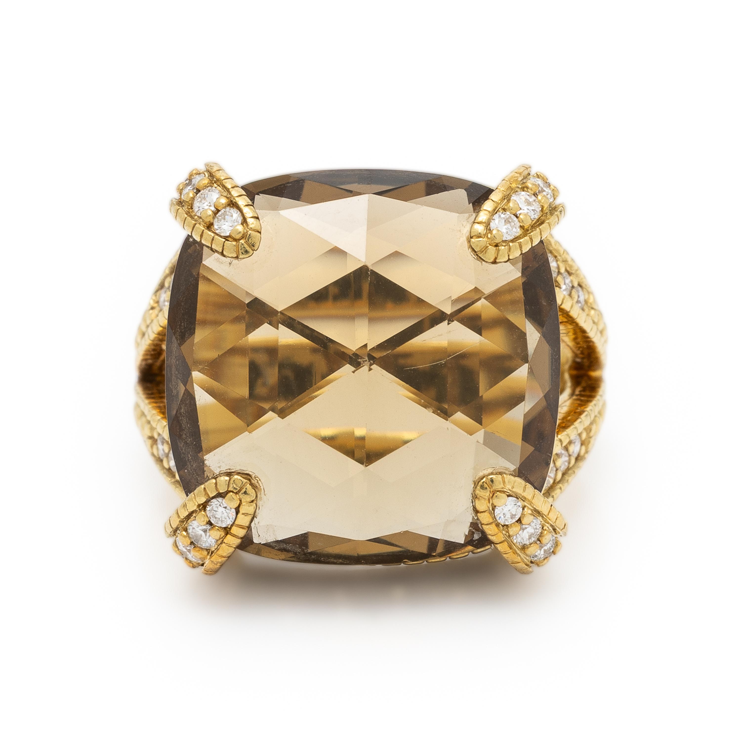 Judith Ripka, Smoky Quartz and Diamond Ring