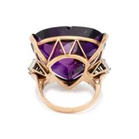 AMETHYST, DIAMOND, AND YELLOW GOLD RING