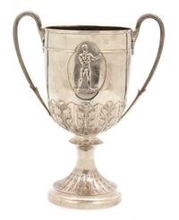 An English Silver Boxing Trophy Cup, John Newton Mappin, London, England, 1888, having boxer detail and inscribed Amateur Boxing Associ