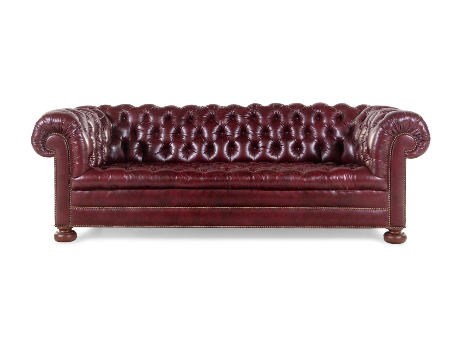 A Tufted Faux Leather Upholstered Chesterfield Sofa