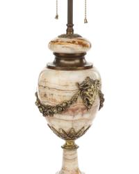A Pair of Continental Gilt Bronze Mounted Onyx Urns