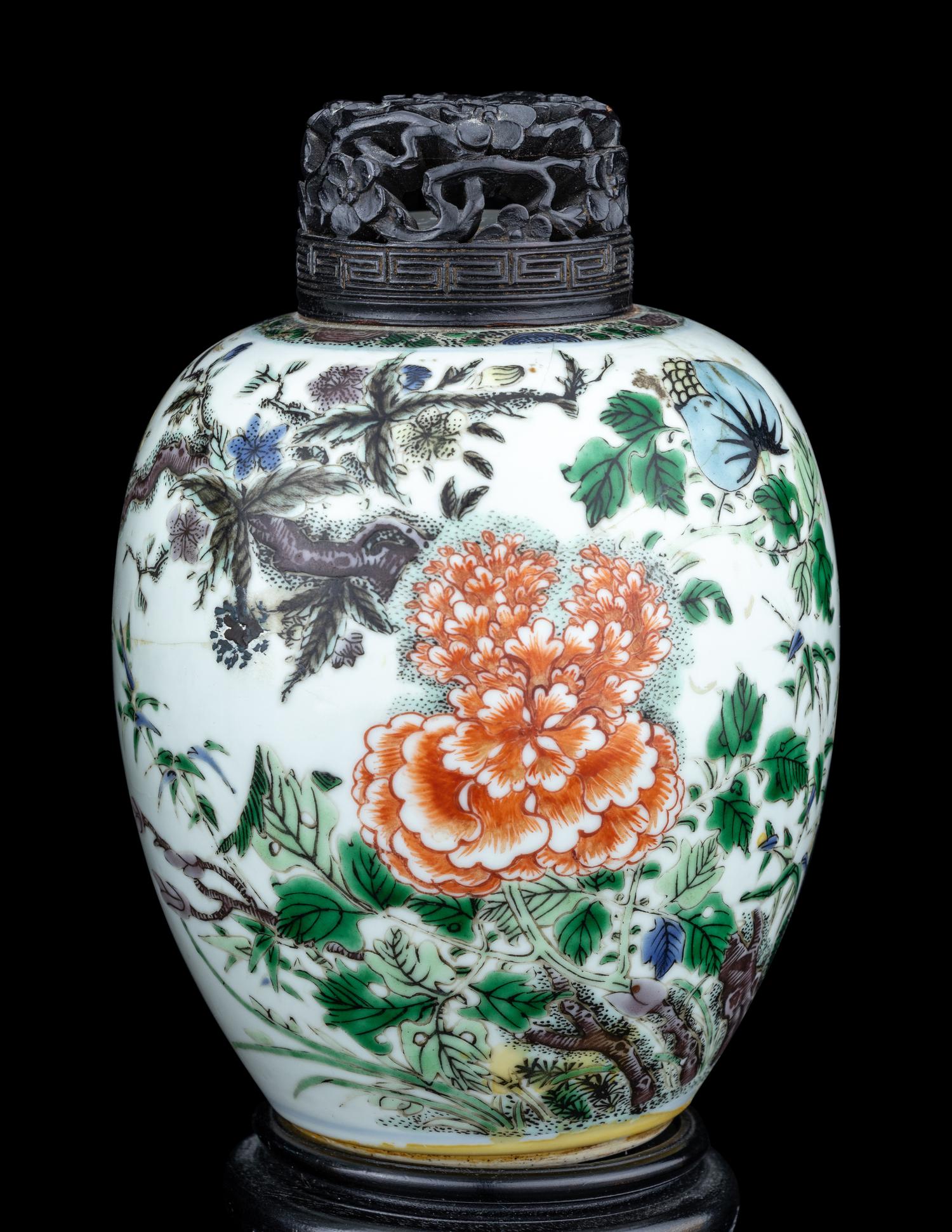 A Pair of Famille Verte Porcelain Jars