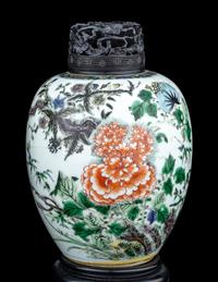 A Pair of Famille Verte Porcelain Jars