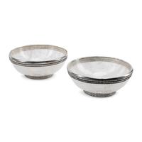 A Pair of Silver-Plate Mounted Rock Crystal Bowls