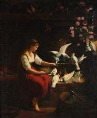 Friedrich Eduard Meyerheim (German, 1808–1879) - Feeding the Doves
