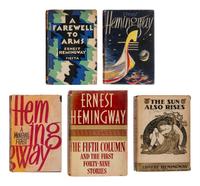 HEMINGWAY, Ernest (1899-1961). A group of 5 FIRST EDITIONS, comprising:
