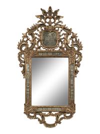 A Pair of Italian Baroque Style Giltwood and Etched Glass Mirrors