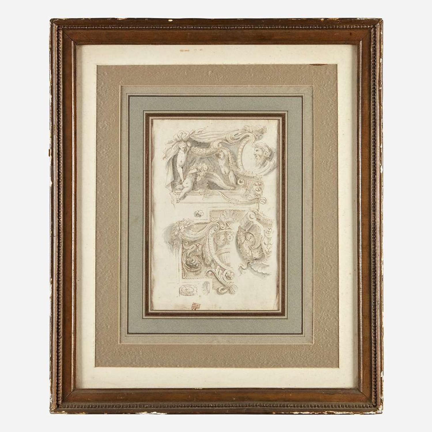 Attributed to Gilles-Paul Cauvet (French, 1731–1788) Deux Projets pour Dessus de Porte: 'La Comédie' and 'La Moisson;' together with a Companion