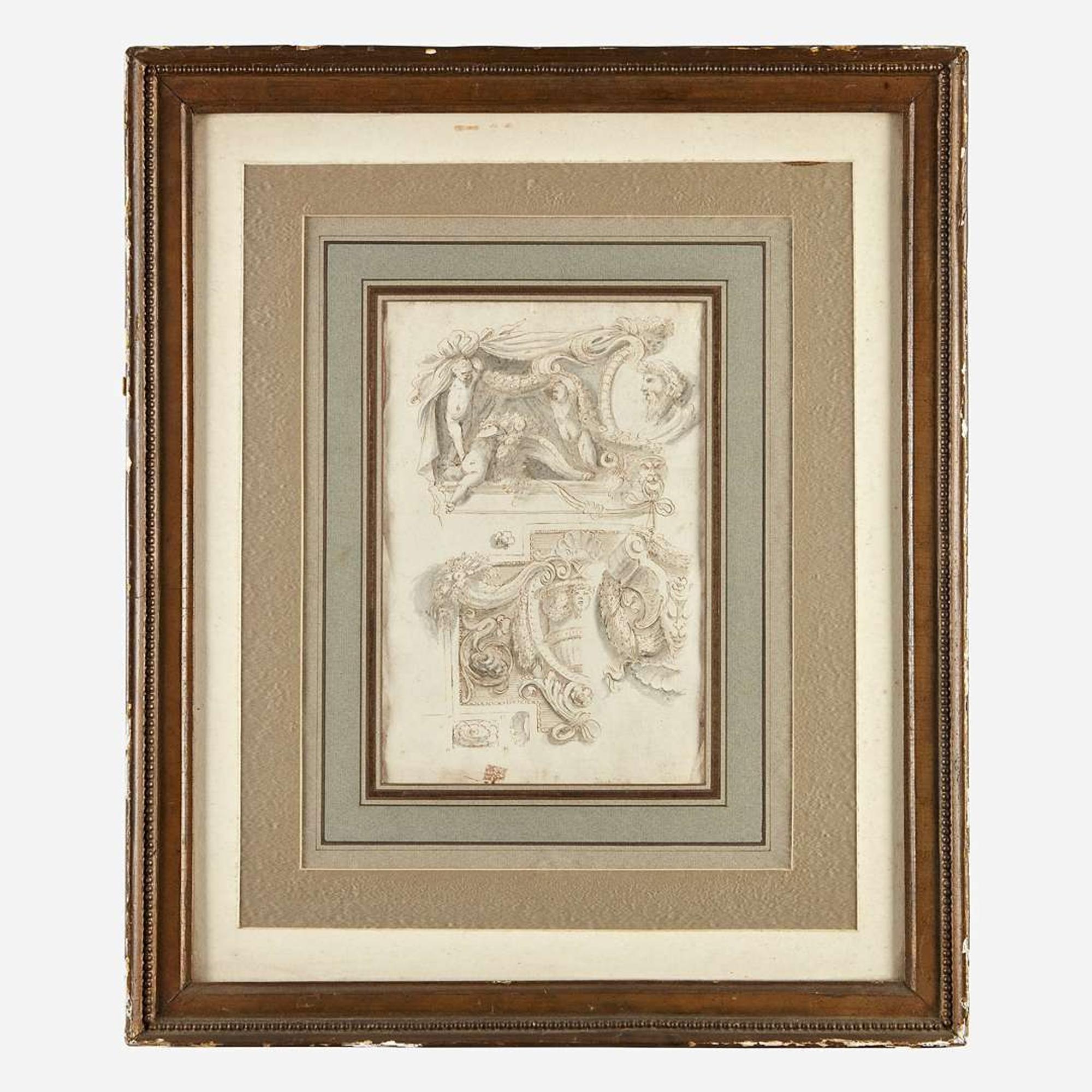 Attributed to Gilles-Paul Cauvet (French, 1731–1788) Deux Projets pour Dessus de Porte: 'La Comédie' and 'La Moisson;' together with a Companion
