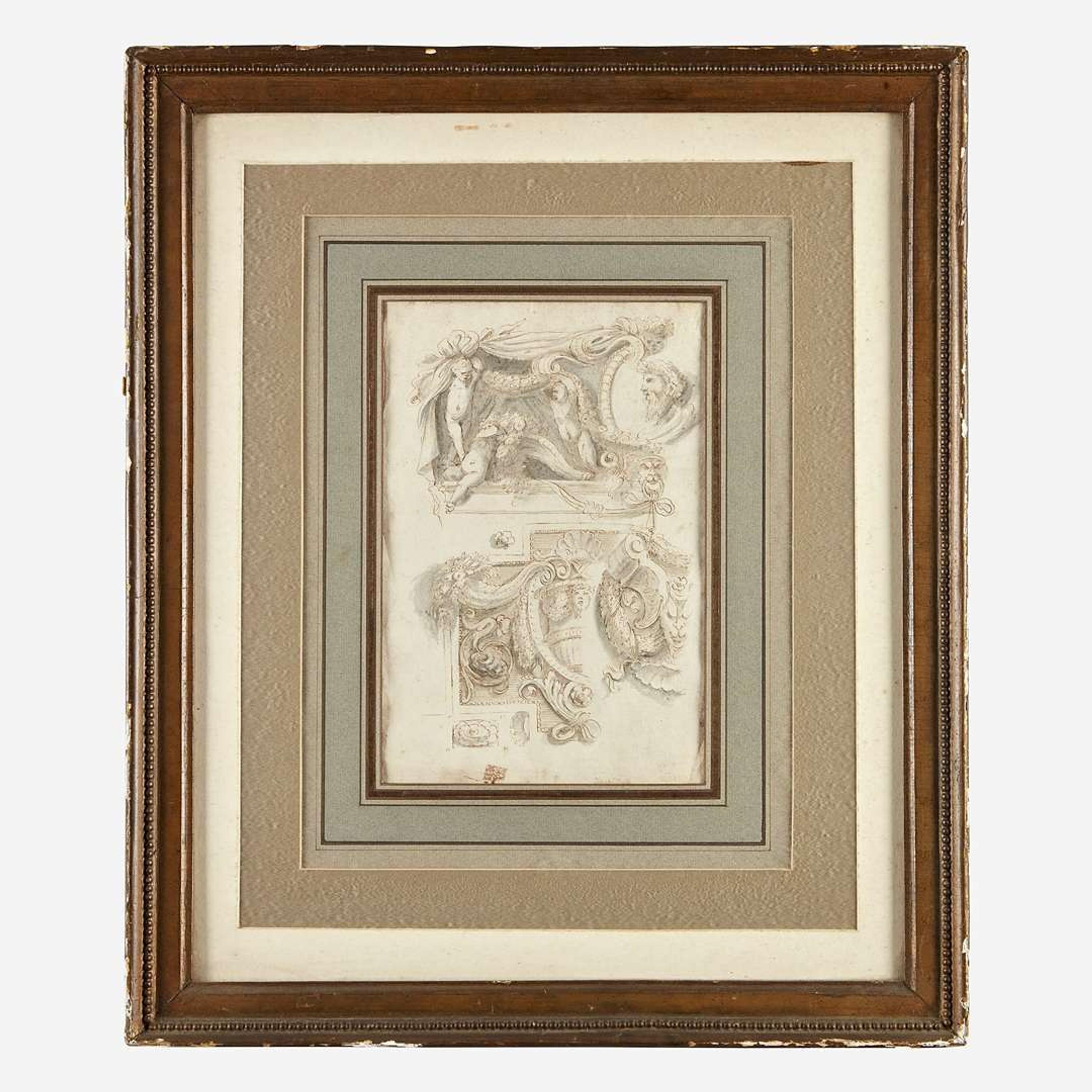 Attributed to Gilles-Paul Cauvet (French, 1731–1788) Deux Projets pour Dessus de Porte: 'La Comédie' and 'La Moisson;' together with a Companion