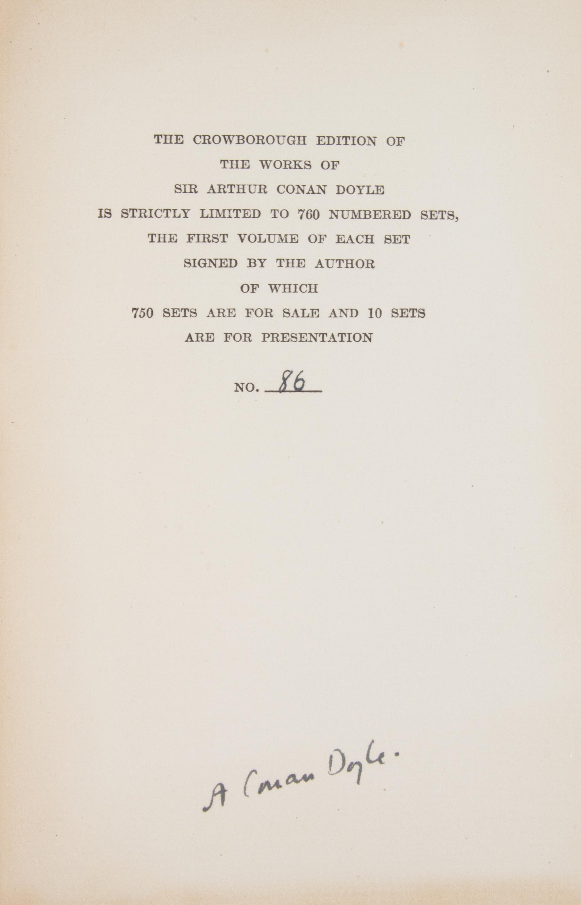 DOYLE, ARTHUR CONAN. [The Works.] Garden City, 1930. 24 vols. Limited, signed.