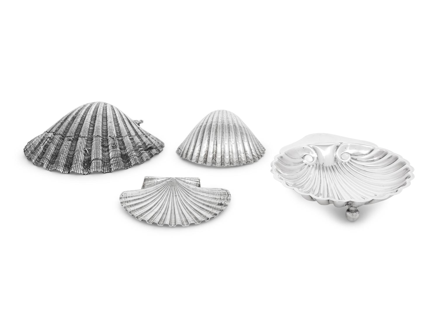 Two Mexican Silver Scallop-Form Candy Dishes