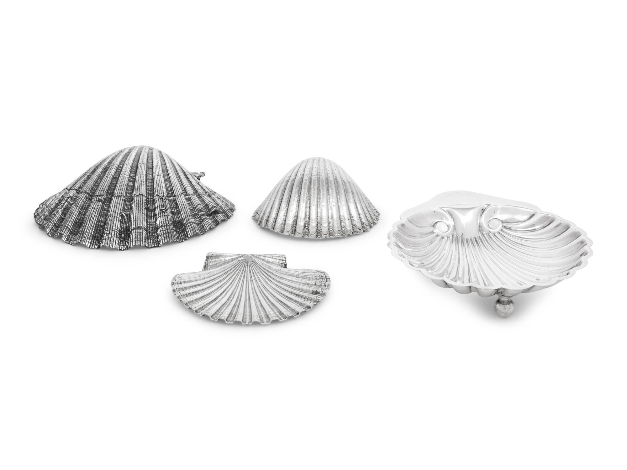 Two Mexican Silver Scallop-Form Candy Dishes