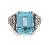 Aquamarine and Diamond Ring