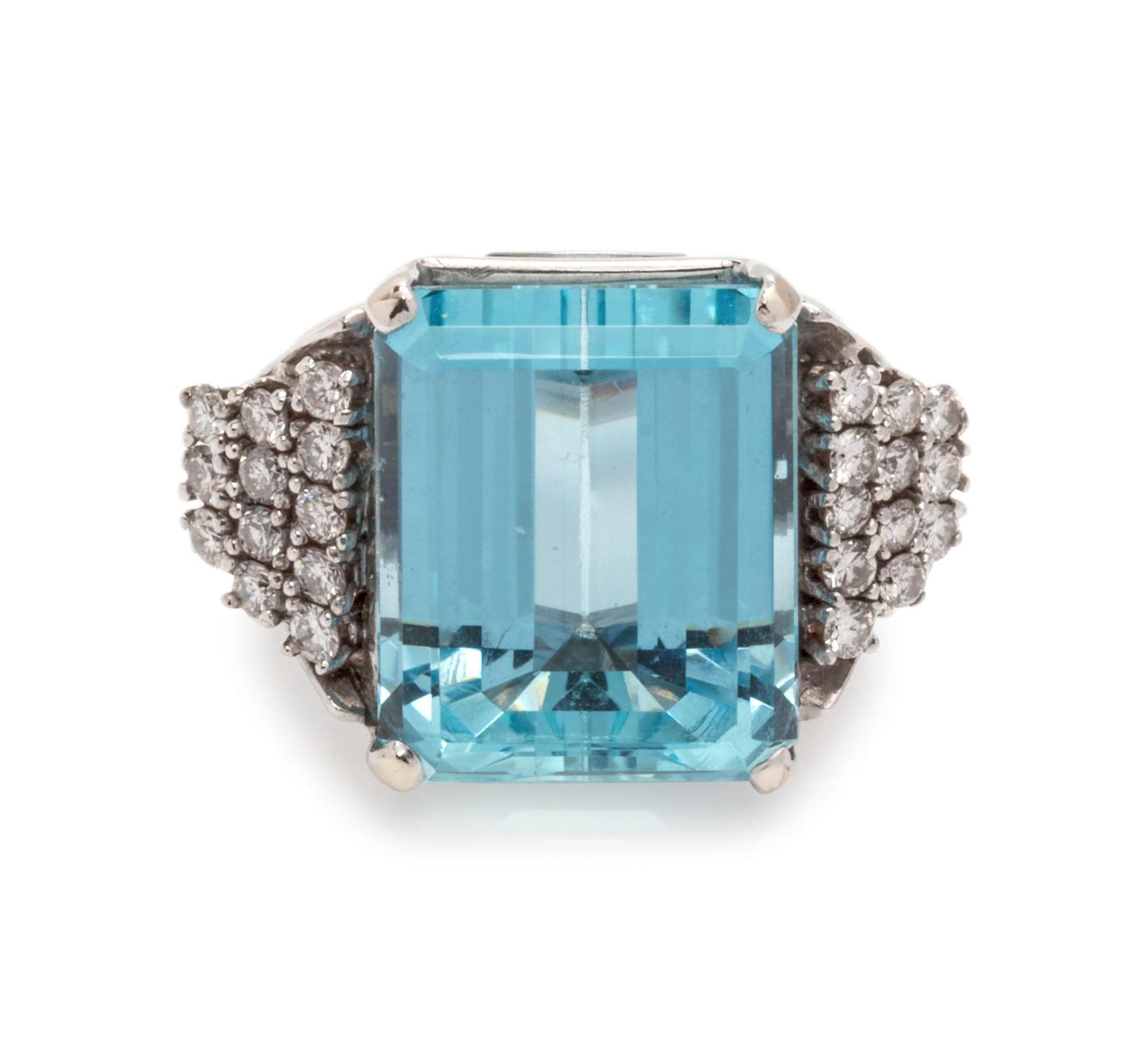 Aquamarine and Diamond Ring